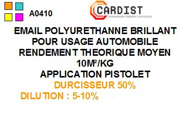 Peinture auto en brillant direct 2 kg + 1 l de durcisseur +  250 ml diluant