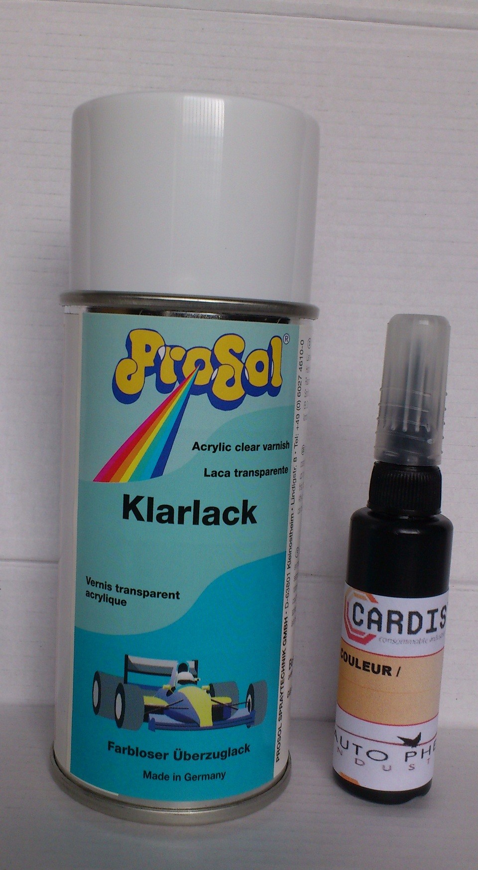 Kit pinceau retouche de peinture auto avec vernis en spray