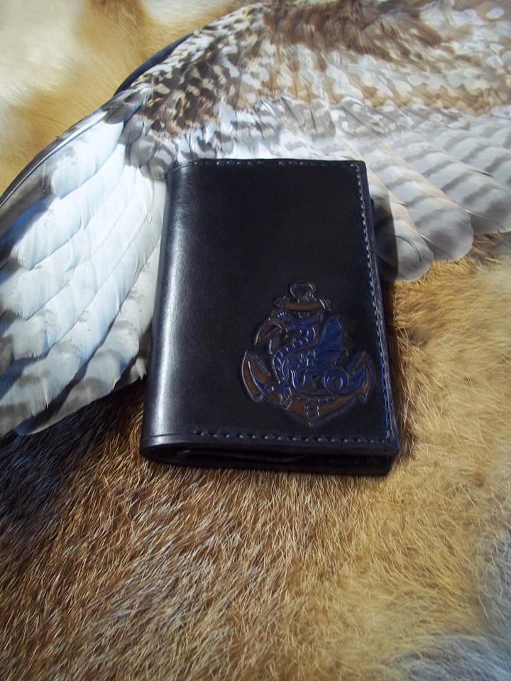 porte feuille cuir  insigne regimentaire