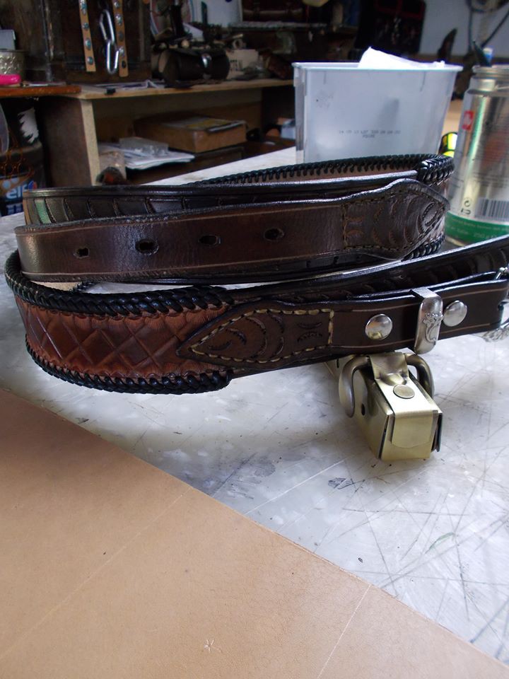 ceinture   cuir style Ranger   tressé